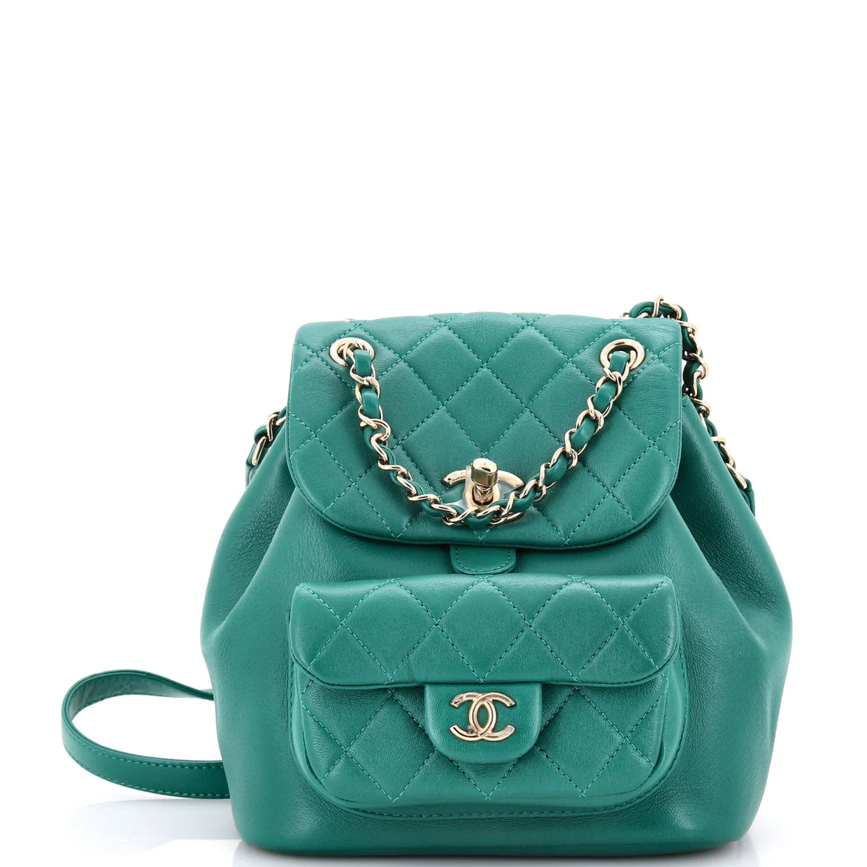 Duma Drawstring Backpack Quilted Leather Small - Deep Luxury