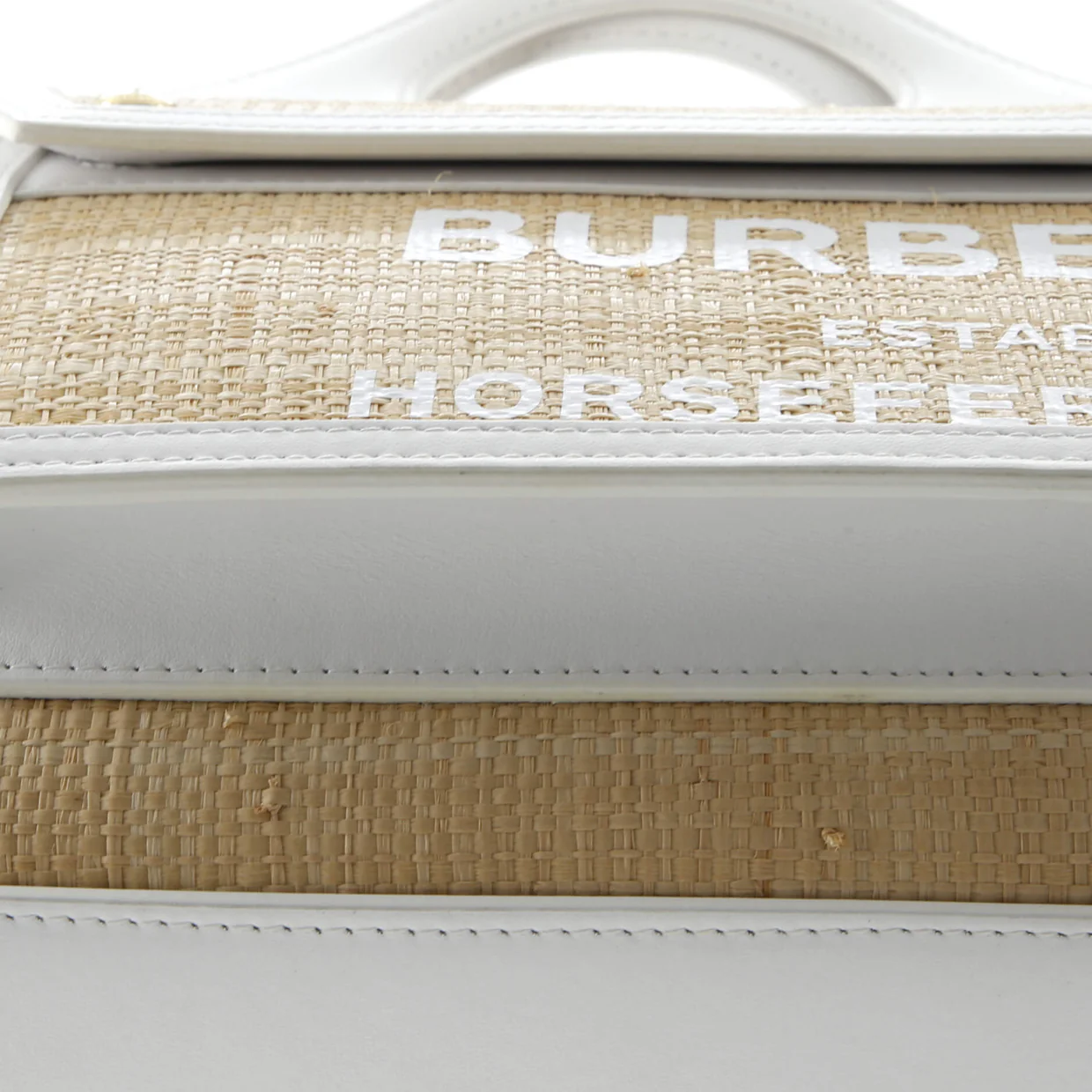 Logo Pocket Tote Raffia with Leather Mini - Deep Luxury