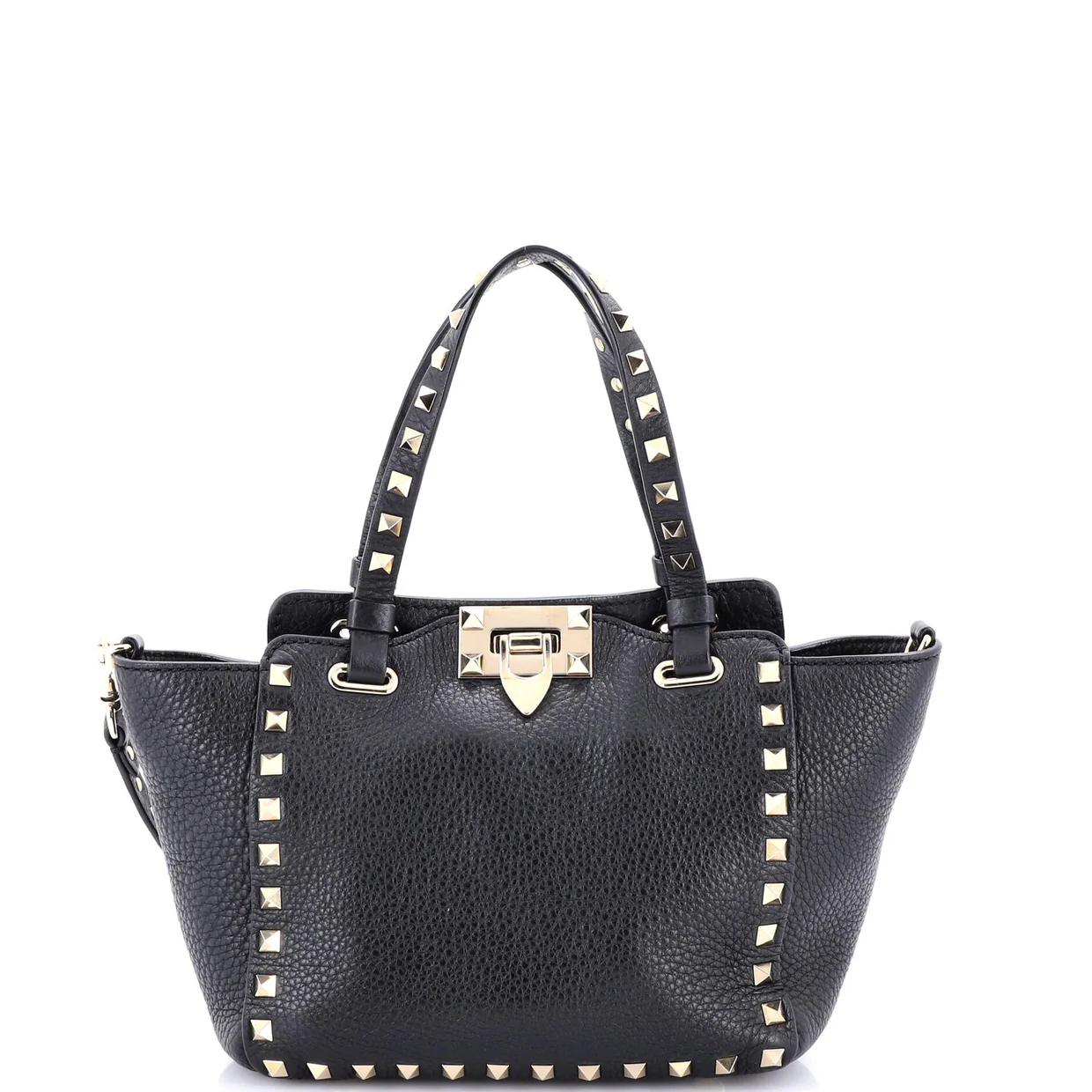 Rockstud Tote Pebbled Leather Mini - Deep Luxury