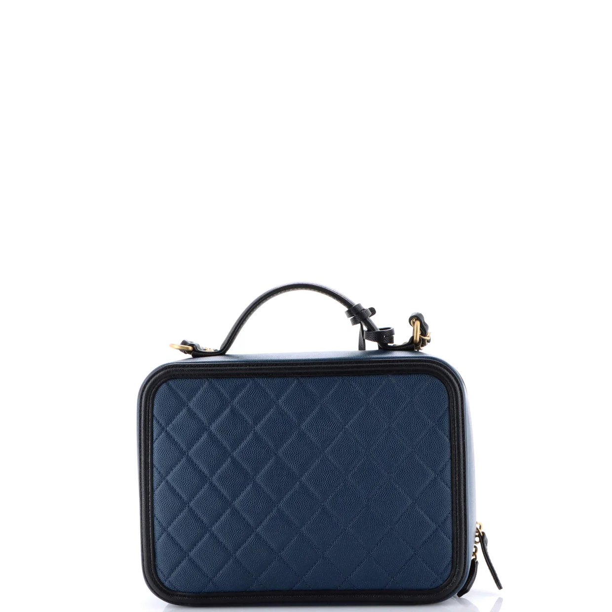 Filigree Vanity Case Quilted Caviar Large - Deep Luxury