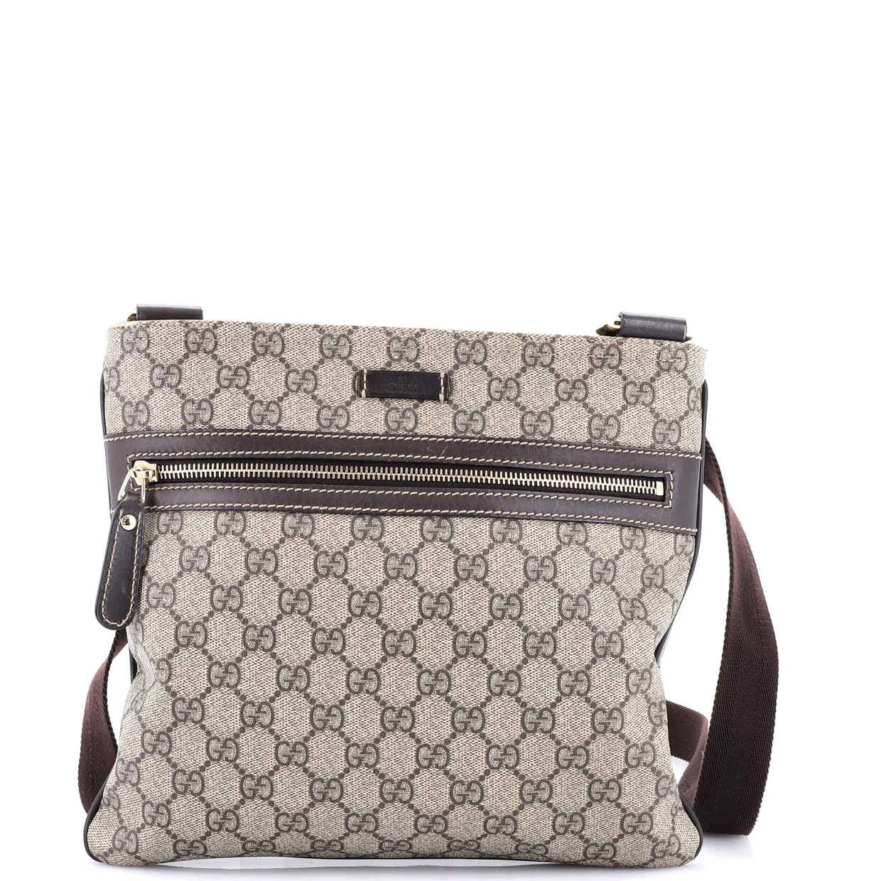 Flat Messenger Bag GG Coated Canvas Medium - Deep Luxury