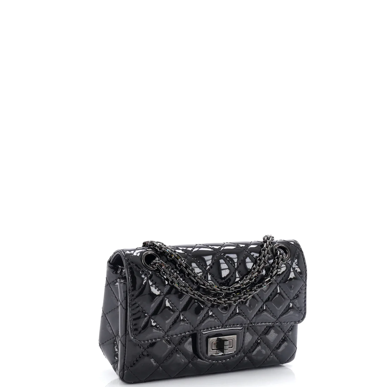 So Black Reissue 2.55 Flap Bag Quilted Patent Mini - Deep Luxury