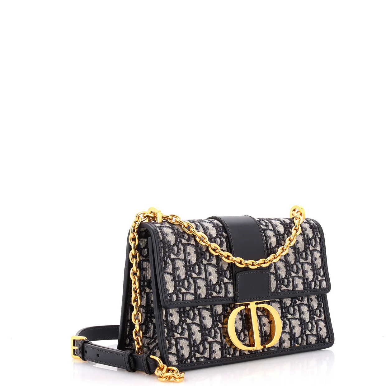 30 Montaigne Chain Flap Bag Oblique Canvas - Deep Luxury