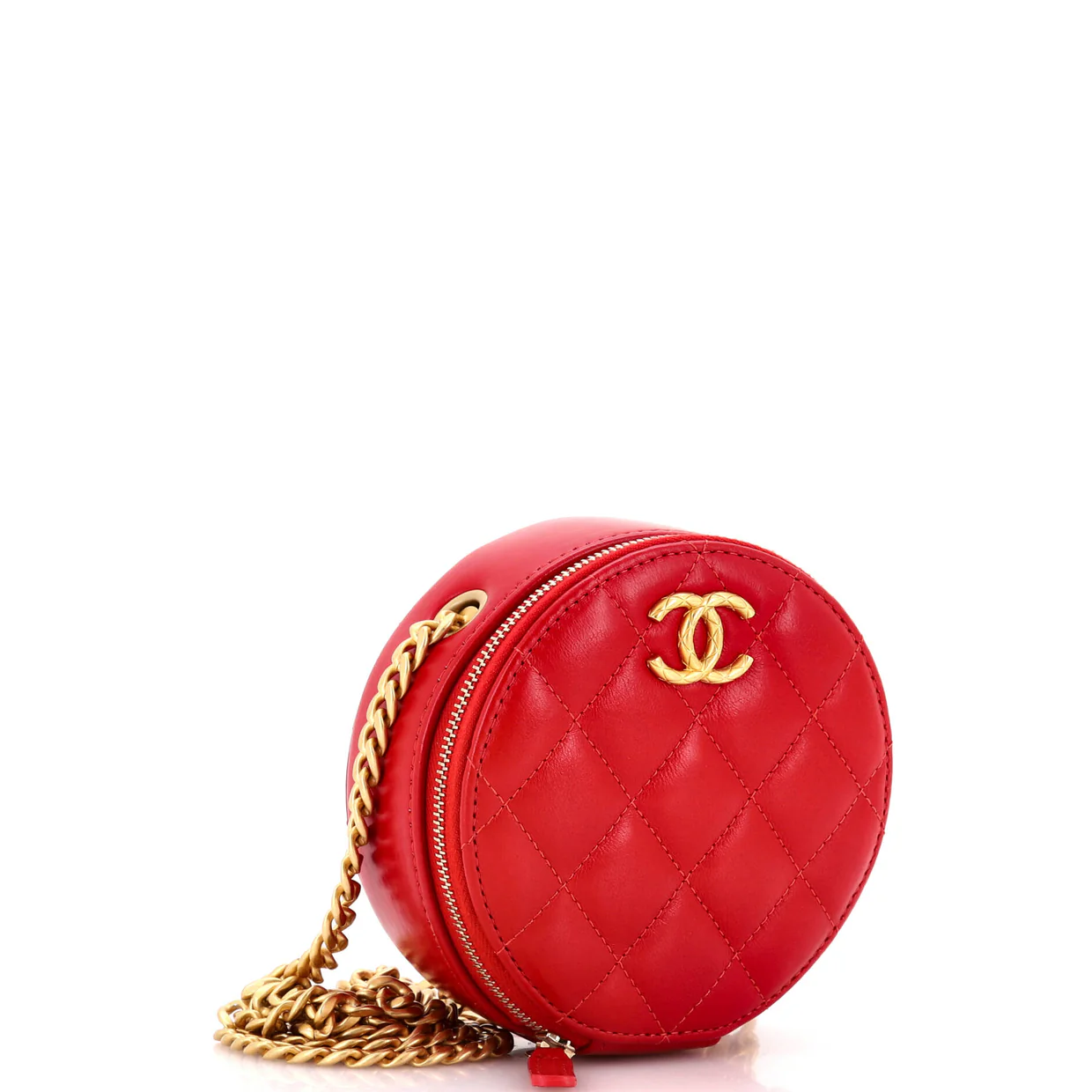 All Slide Long Round Clutch with Chain Quilted Lambskin - Deep Luxury