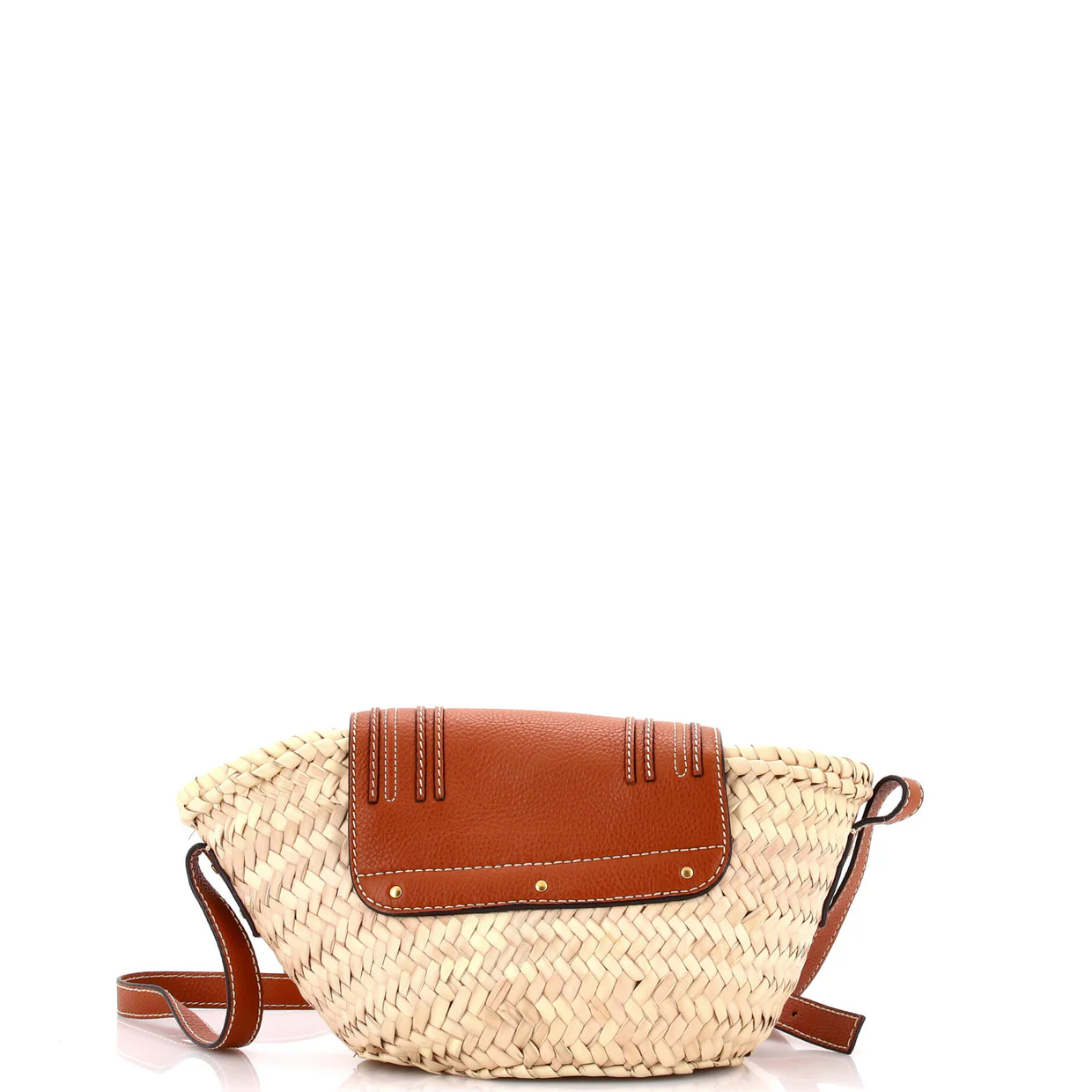 Marcie Basket Bag Raffia and Leather Small - Deep Luxury