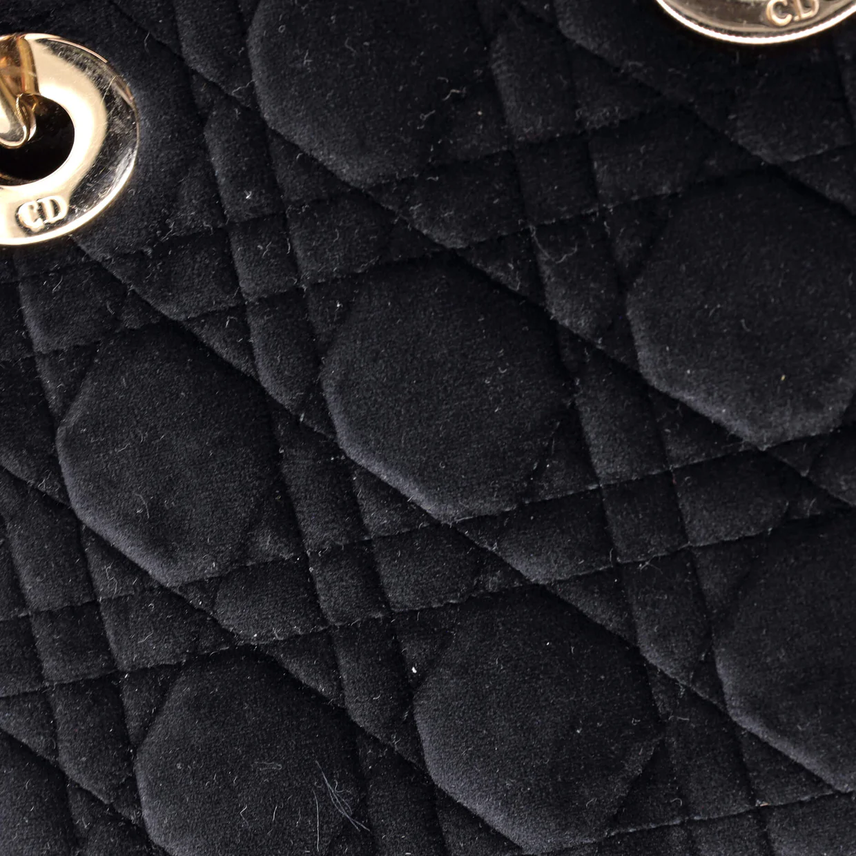 Lady Dior Chain Bag Cannage Quilt Velvet with Crystal Charms Mini - Deep Luxury