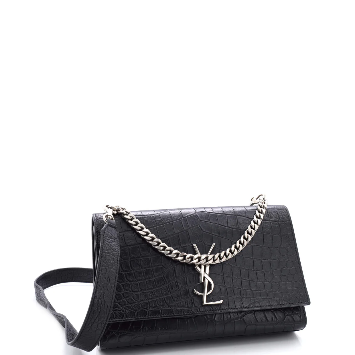 Classic Monogram Shoulder Bag Crocodile Embossed Leather - Deep Luxury