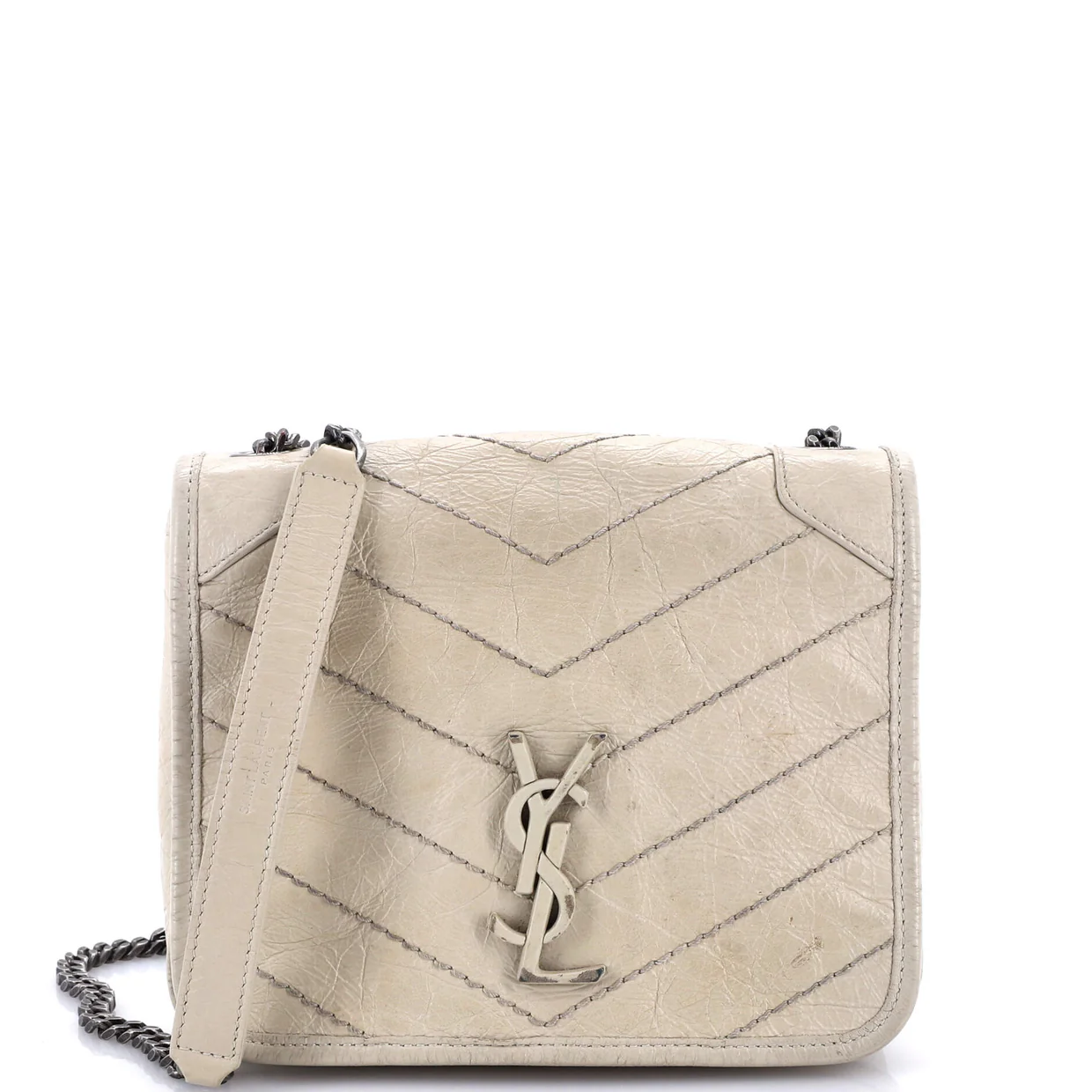 Niki Chain Wallet Matelasse Chevron Leather - Deep Luxury