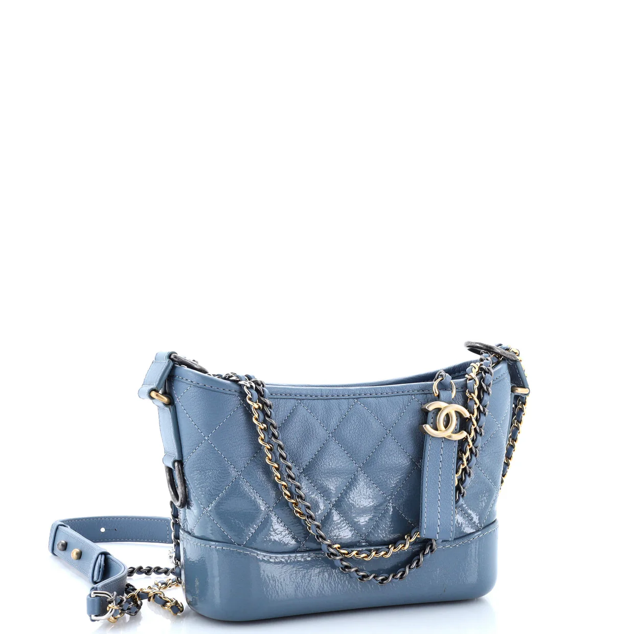 Gabrielle Hobo Quilted Goatskin and Patent Small - Deep Luxury