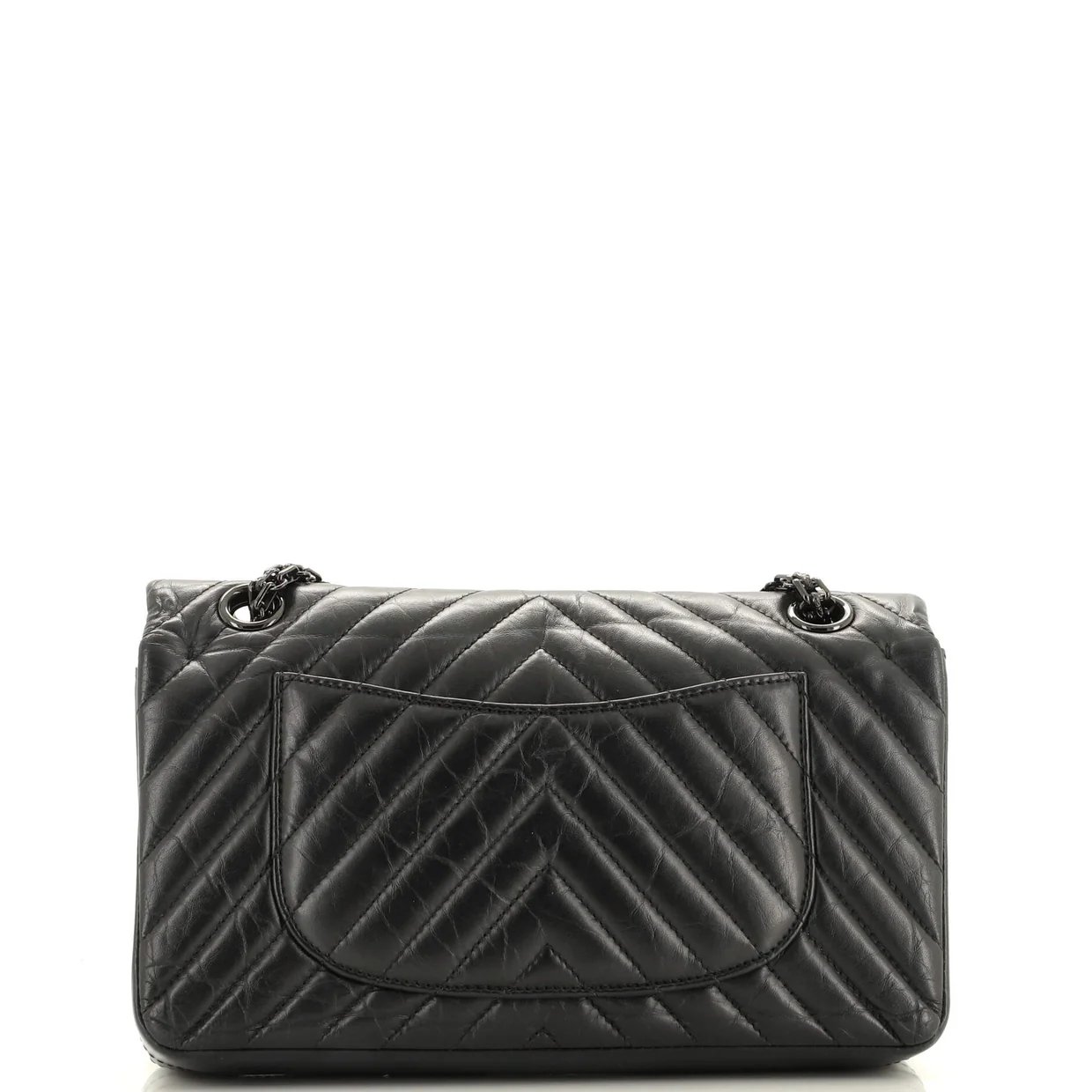 So Black Reissue 2.55 Flap Bag Chevron Aged Calfskin 225 - Deep Luxury