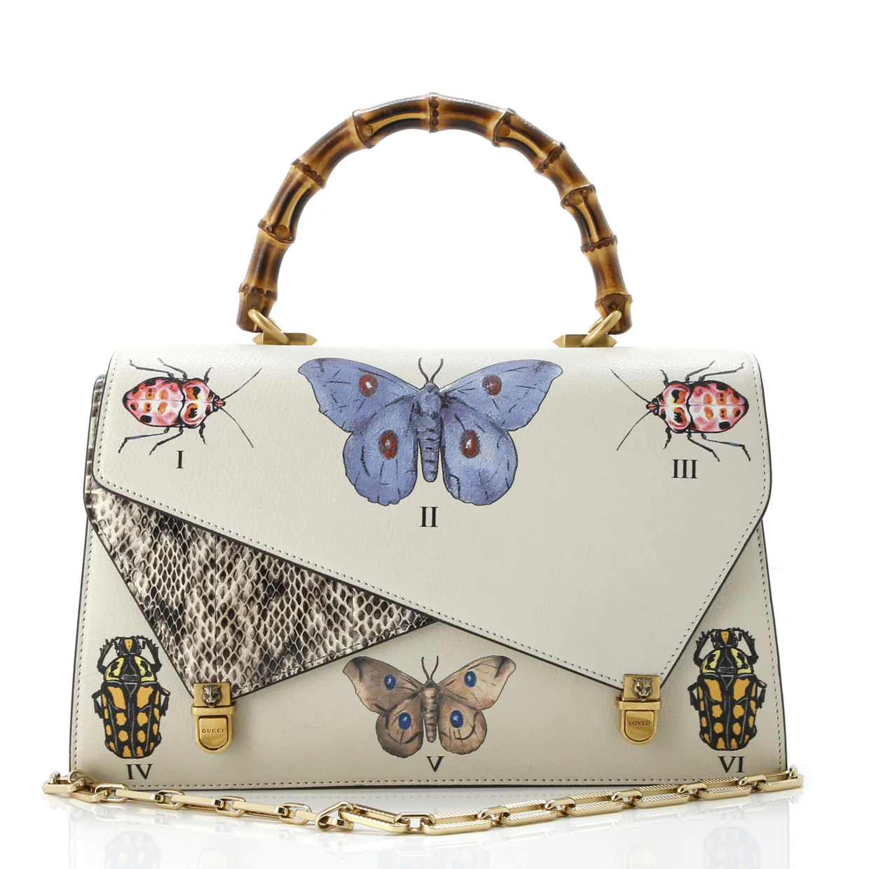 Ottilia Top Handle Bag Painted Leather with Snakeskin Medium - Deep Luxury