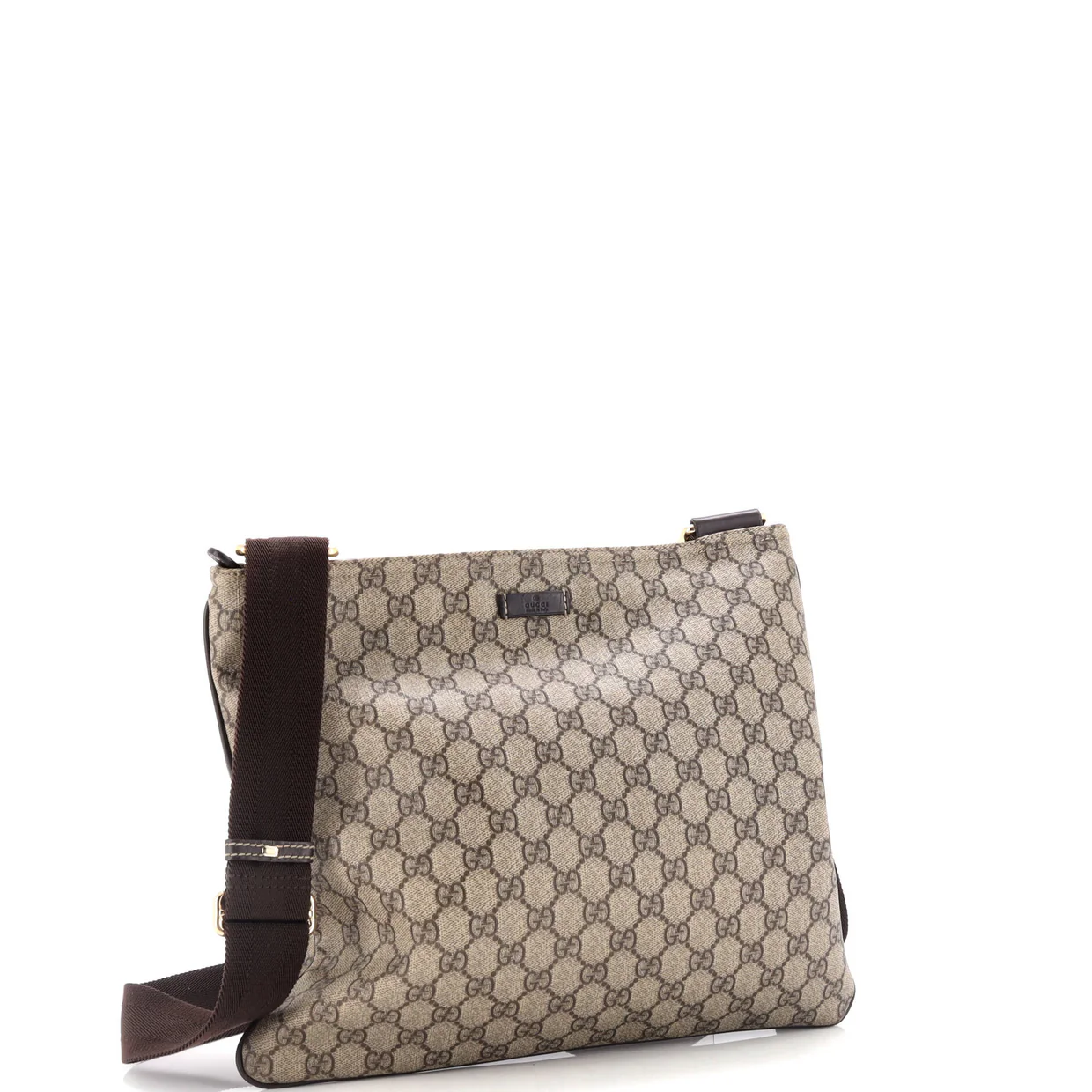Zip Top Messenger Bag GG Coated Canvas Large - Deep Luxury