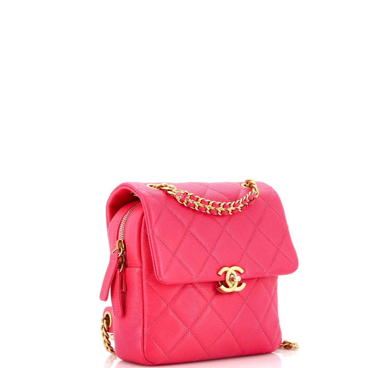 Chain Melody Flap Backpack Quilted Caviar Small - Deep Luxury