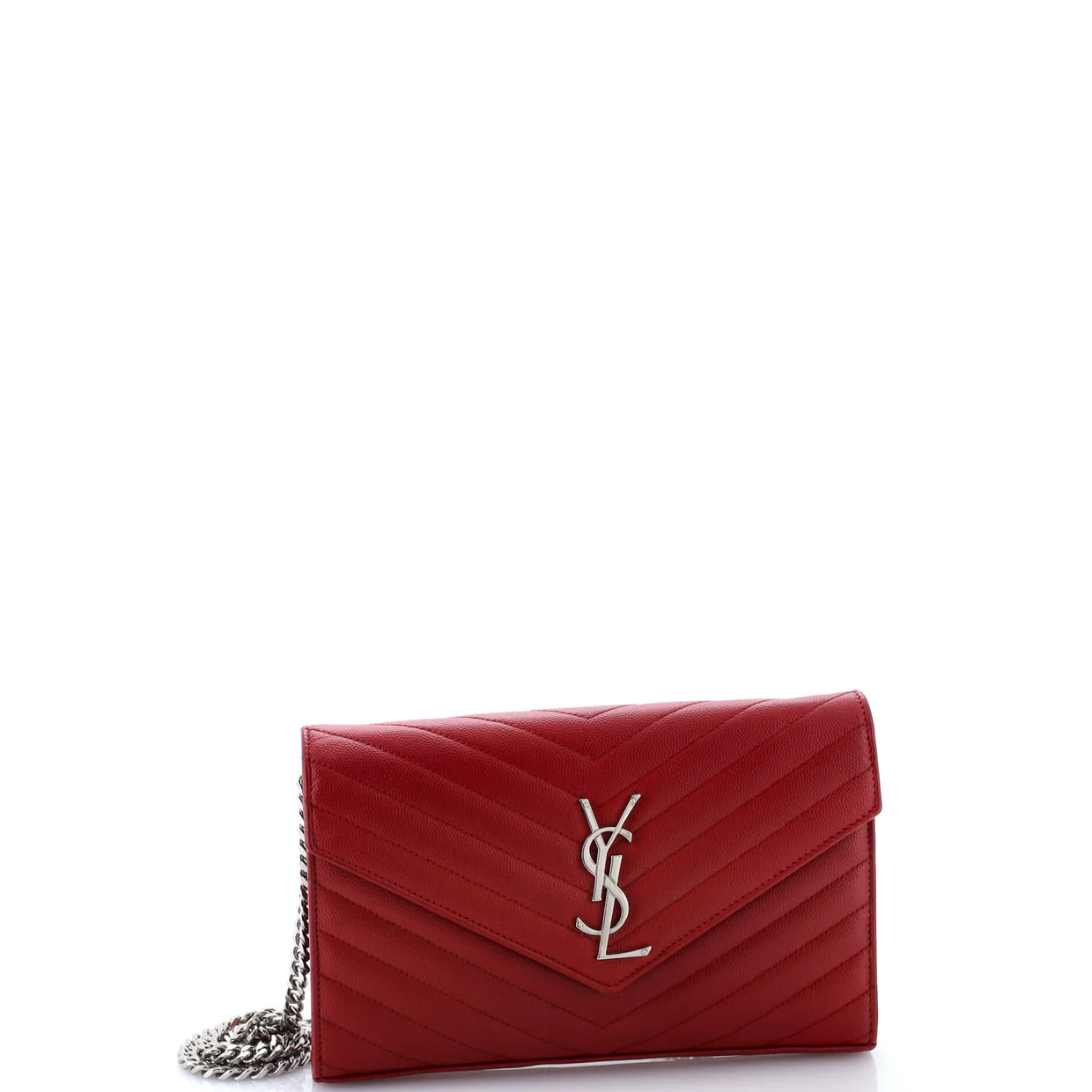 Classic Monogram Wallet on Chain Matelasse Chevron Leather Medium - Deep Luxury