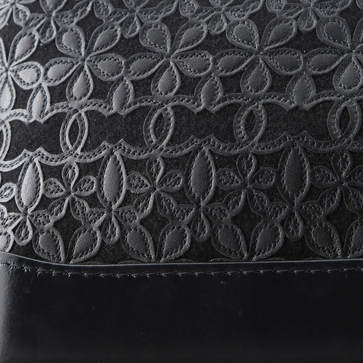 Gabrielle Hobo with Logo Handle Laser Cut Calfskin and Wool Felt Small - Deep Luxury