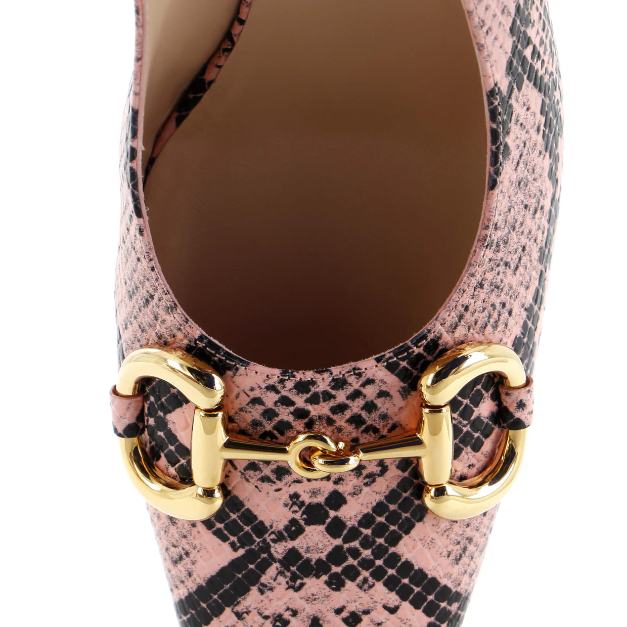 Women's Horsebit Platform Slingback Pumps Python Embosssed Leather - Deep Luxury