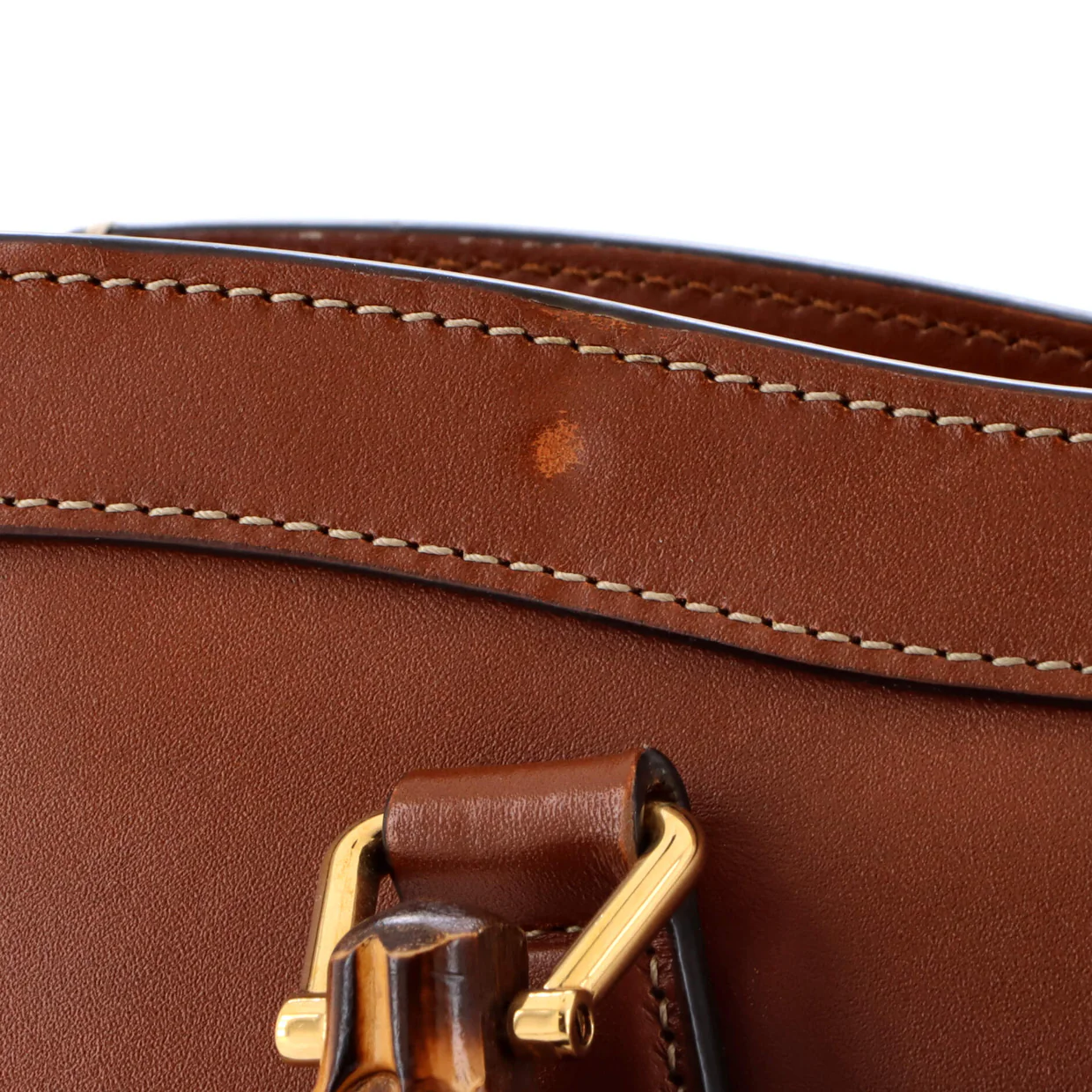 Diana NM Logo Bamboo Handle Tote Embossed Leather Small - Deep Luxury