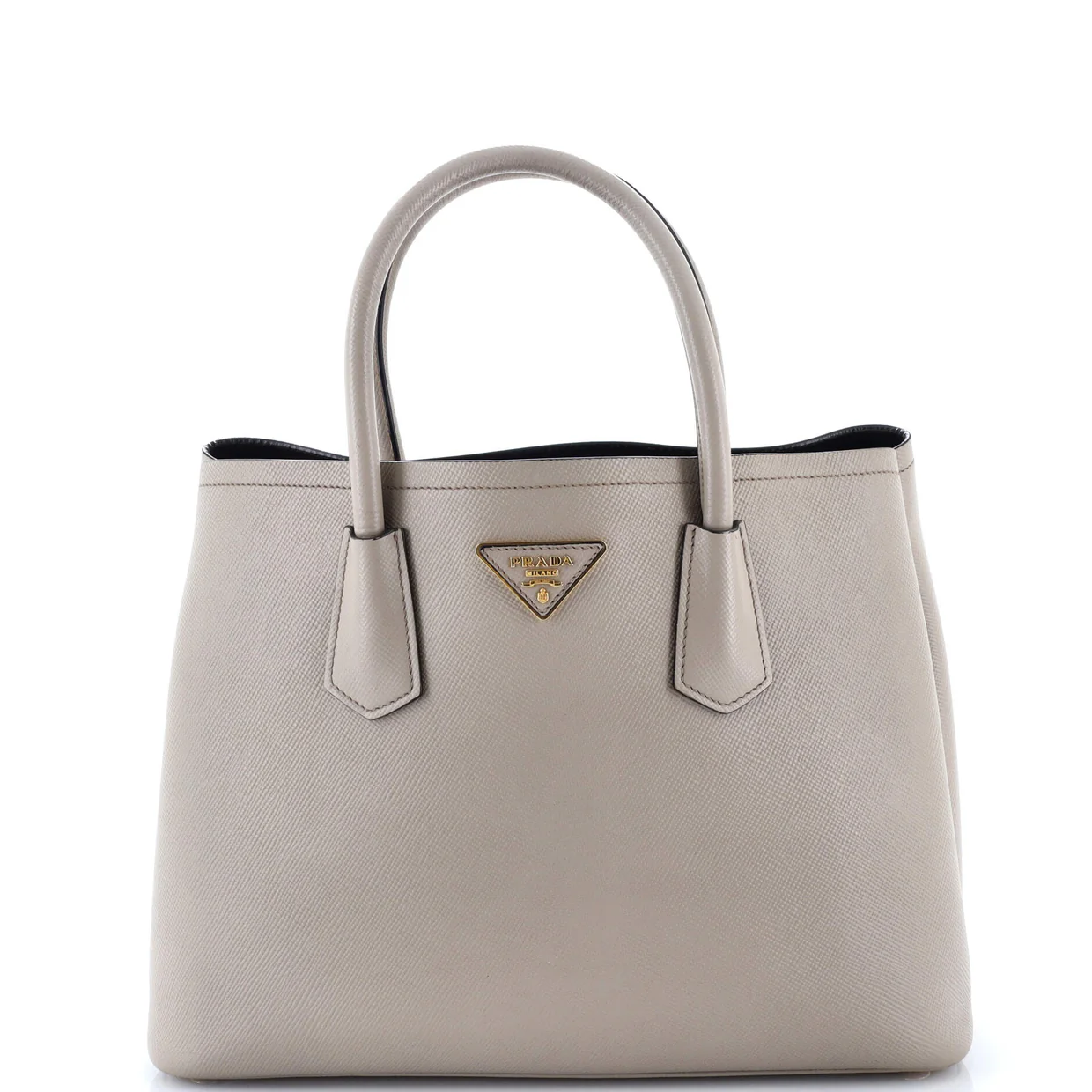 Cuir Double Tote Saffiano Leather Medium - Deep Luxury