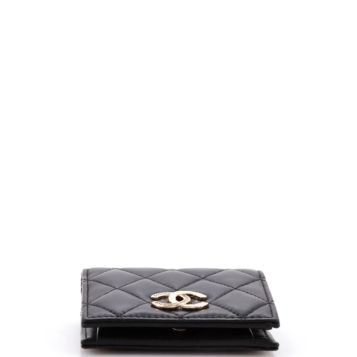 Crystal CC Bifold Wallet Quilted Lambskin Compact - Deep Luxury