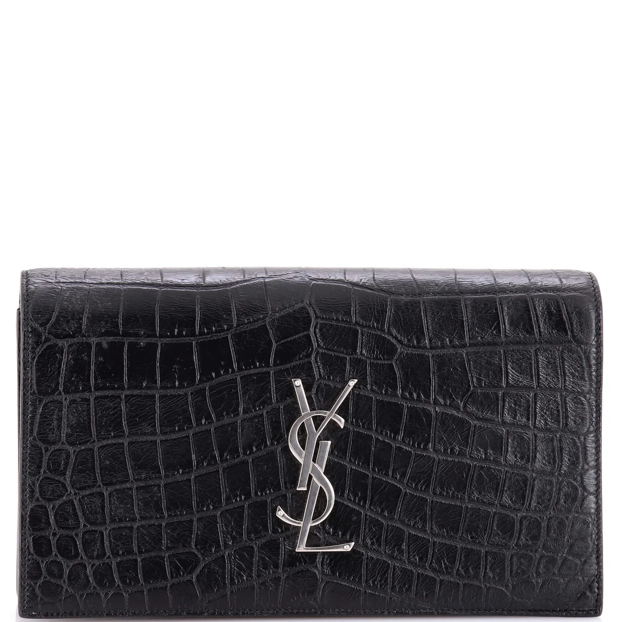 Classic Monogram Clutch Crocodile Embossed Leather Large - Deep Luxury