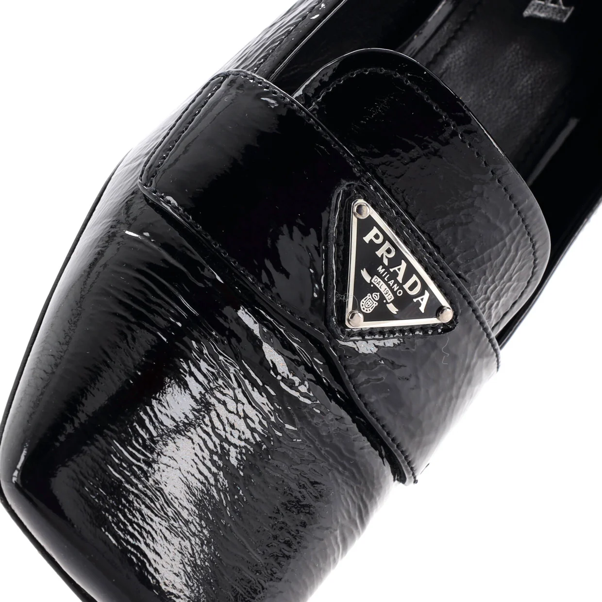 Women's Triangle Logo Heeled Pumps Patent - Deep Luxury