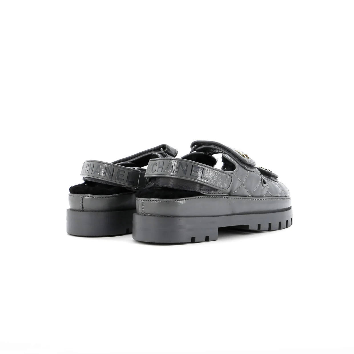 Women's Velcro Dad Sandals Leather and Shearling - Deep Luxury