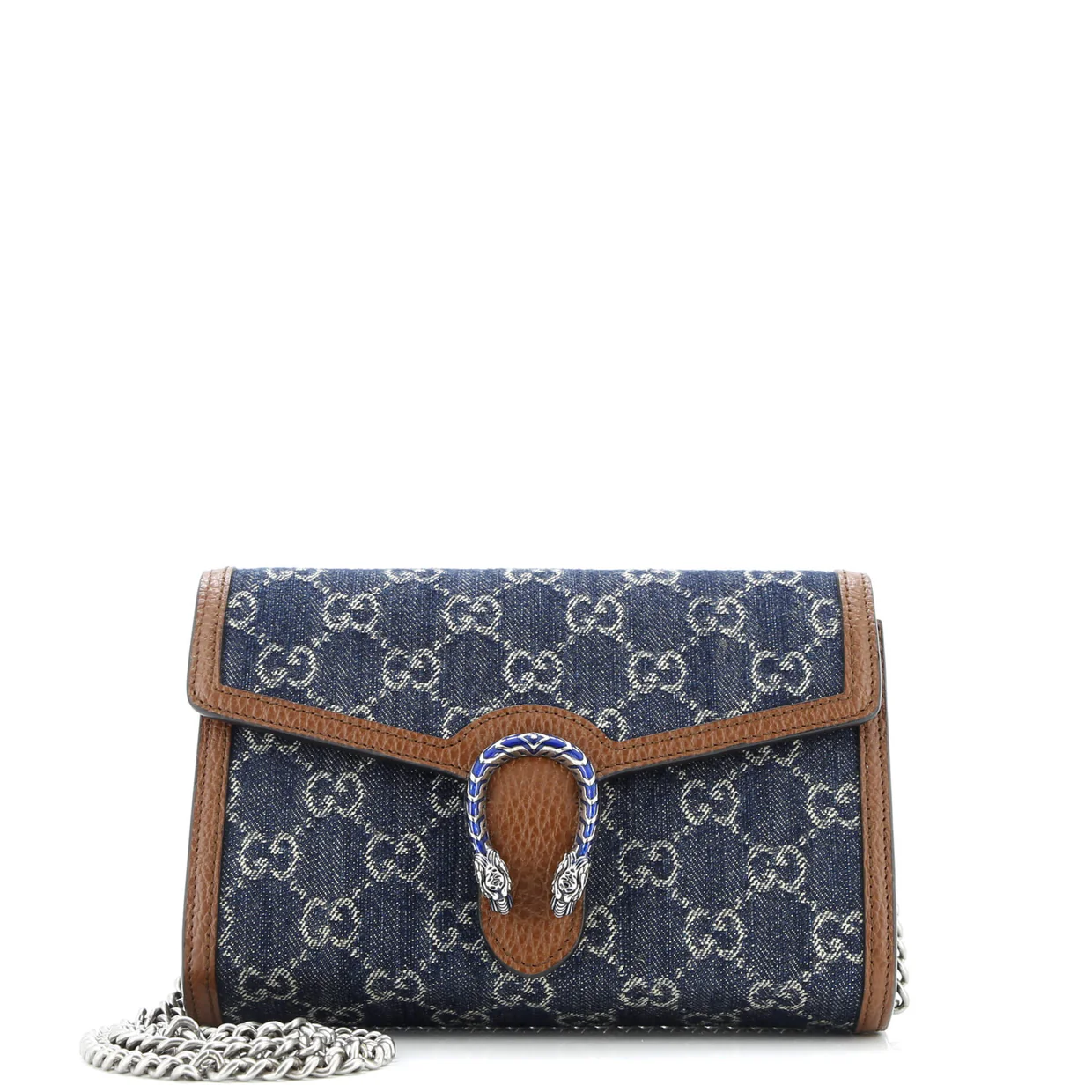 Dionysus Chain Wallet GG Denim Small - Deep Luxury