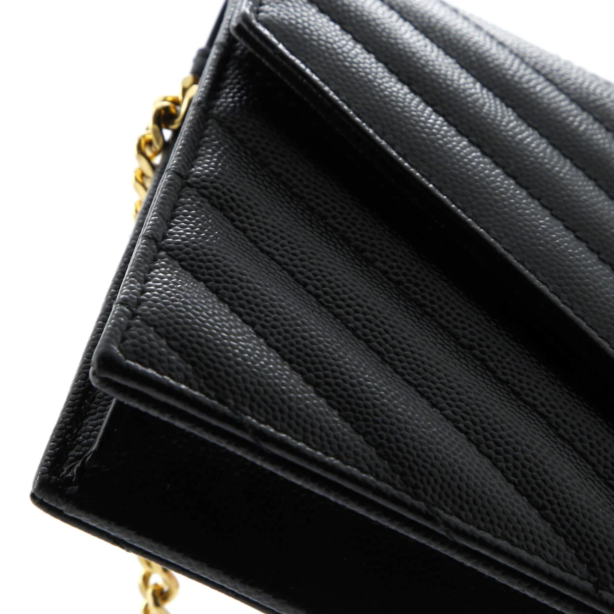 Classic Monogram Wallet on Chain Matelasse Chevron Leather Small - Deep Luxury
