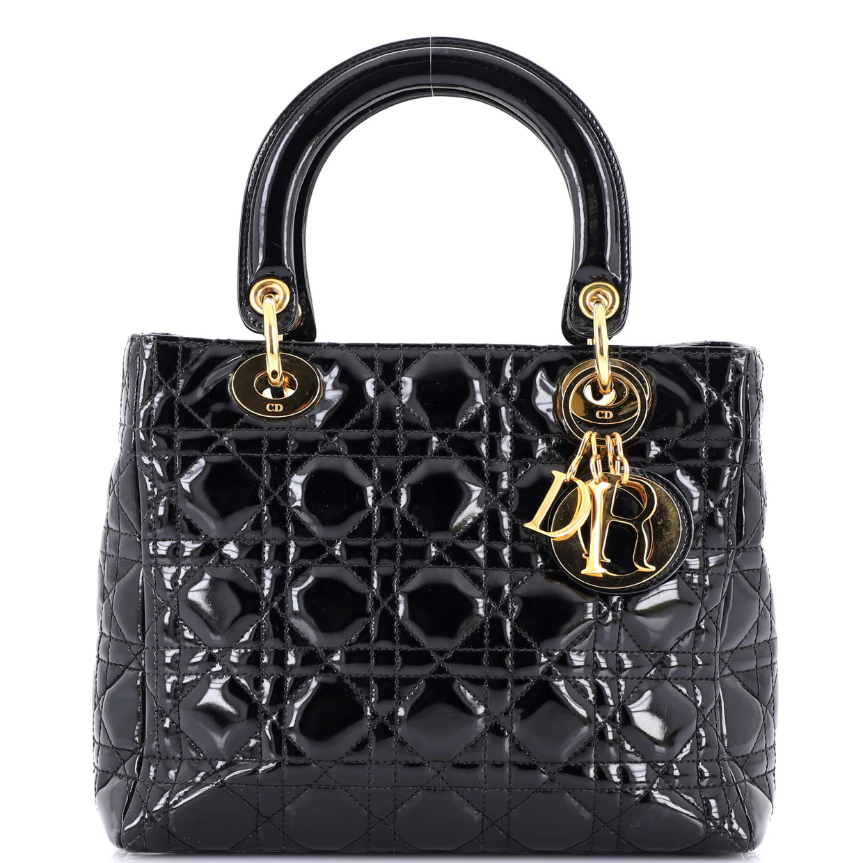 Vintage Lady Dior Bag Cannage Quilt Patent Medium - Deep Luxury