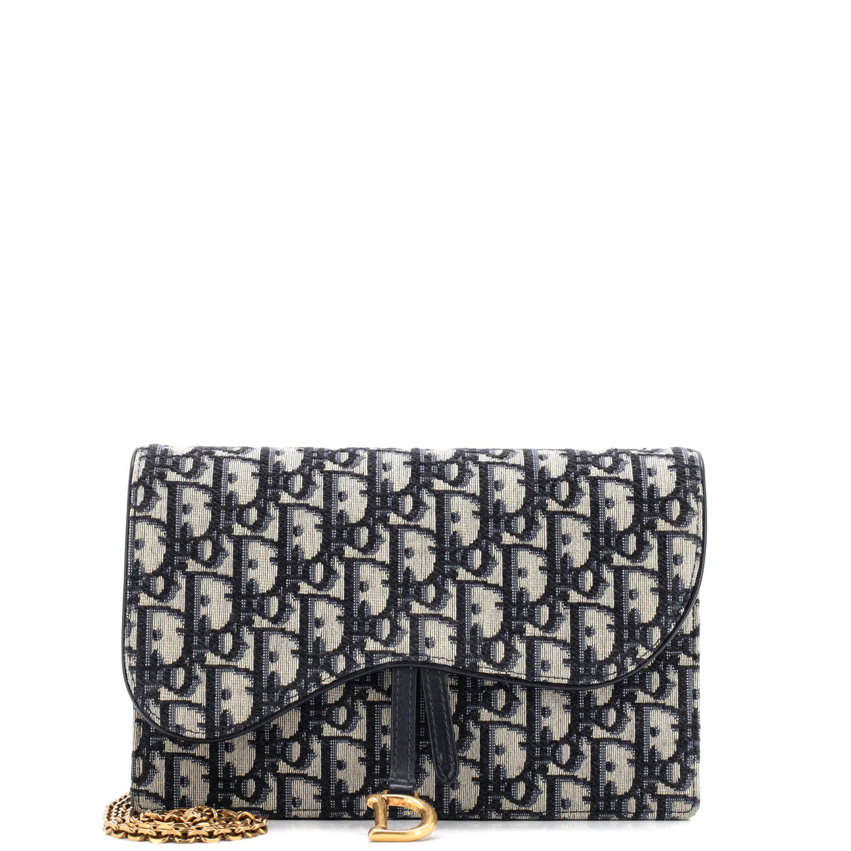 Saddle Chain Clutch Oblique Canvas - Deep Luxury