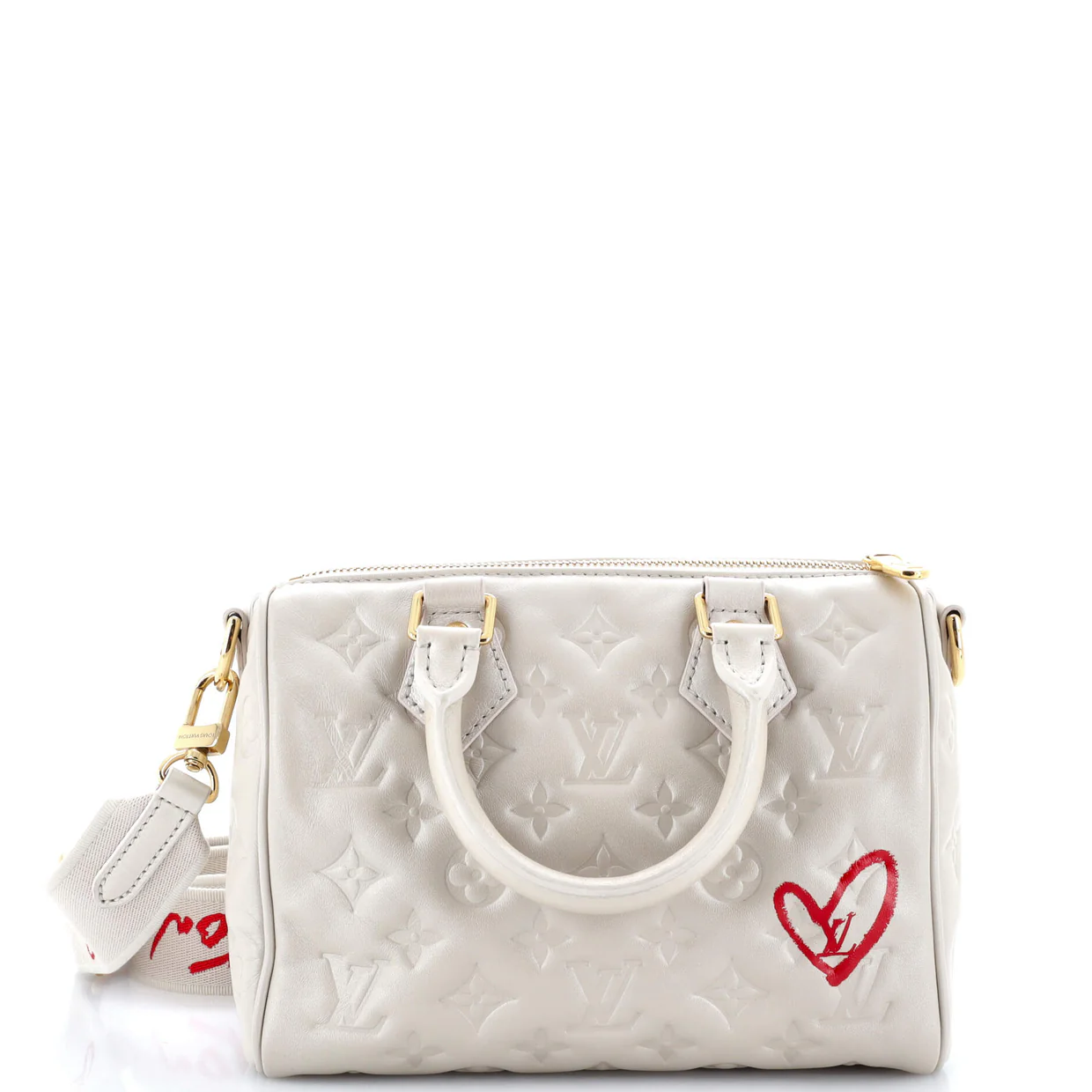 Speedy Bandouliere Bag Limited Edition Fall in Love Monogram Embossed Lambskin 22 - Deep Luxury
