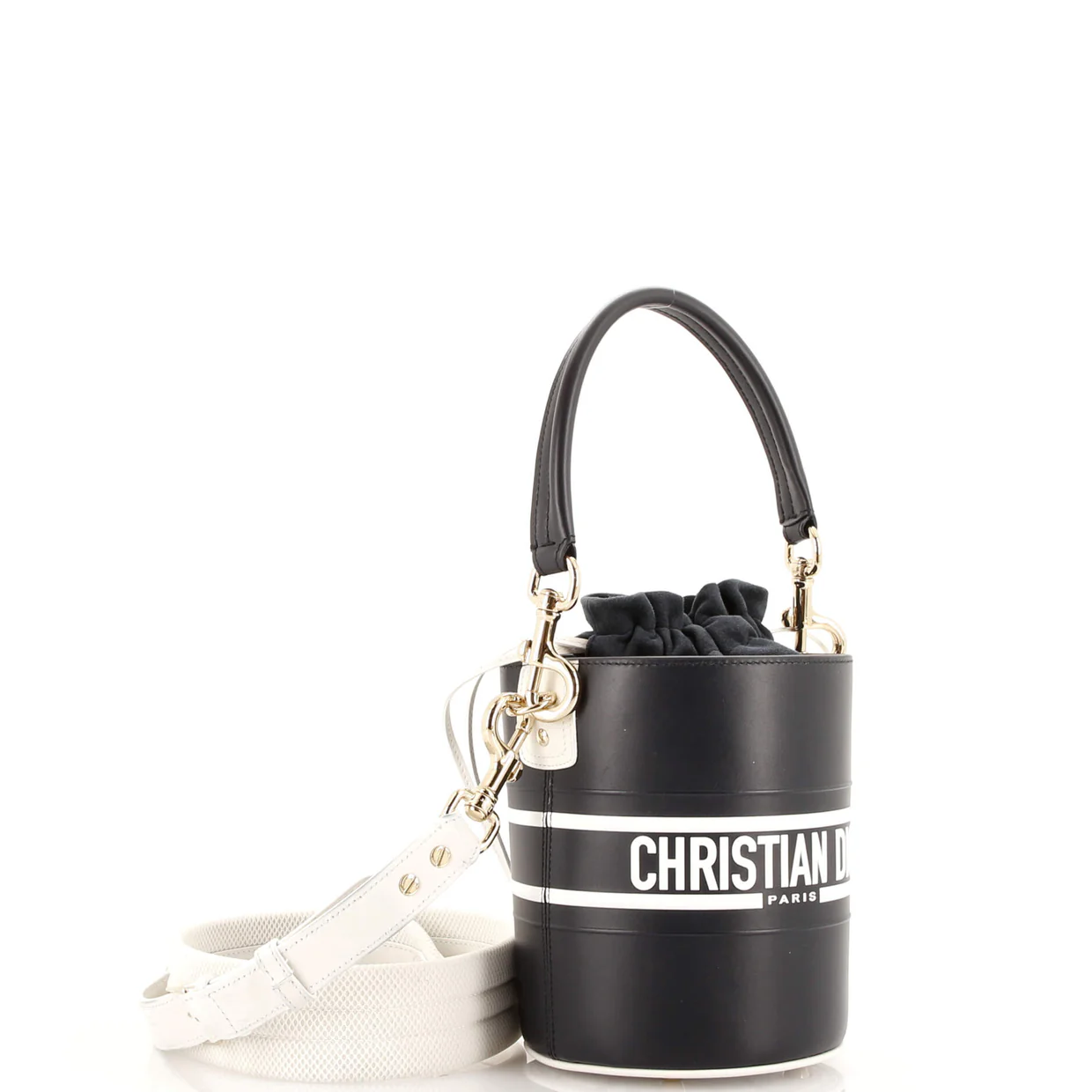 Vibe Drawstring Bucket Bag Leather Small - Deep Luxury
