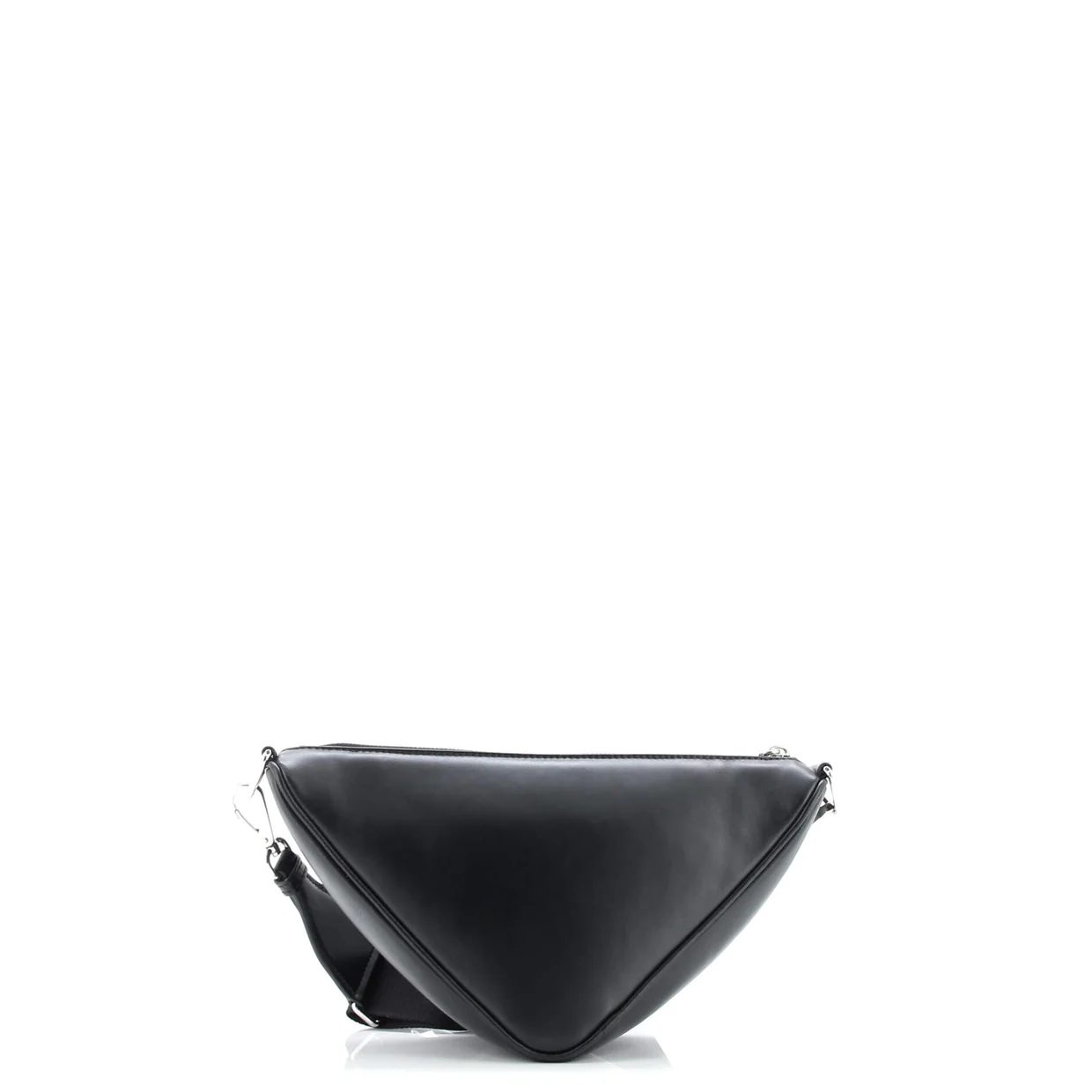 Triangle Logo Zip Crossbody Bag Soft Leather Small - Deep Luxury