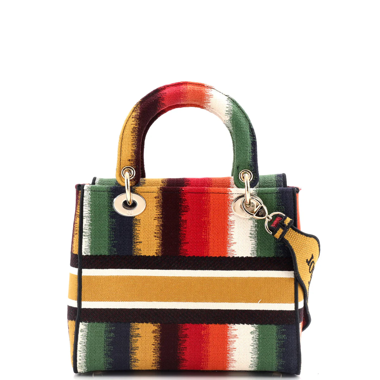 Lady D-Lite Bag Striped Canvas Medium - Deep Luxury