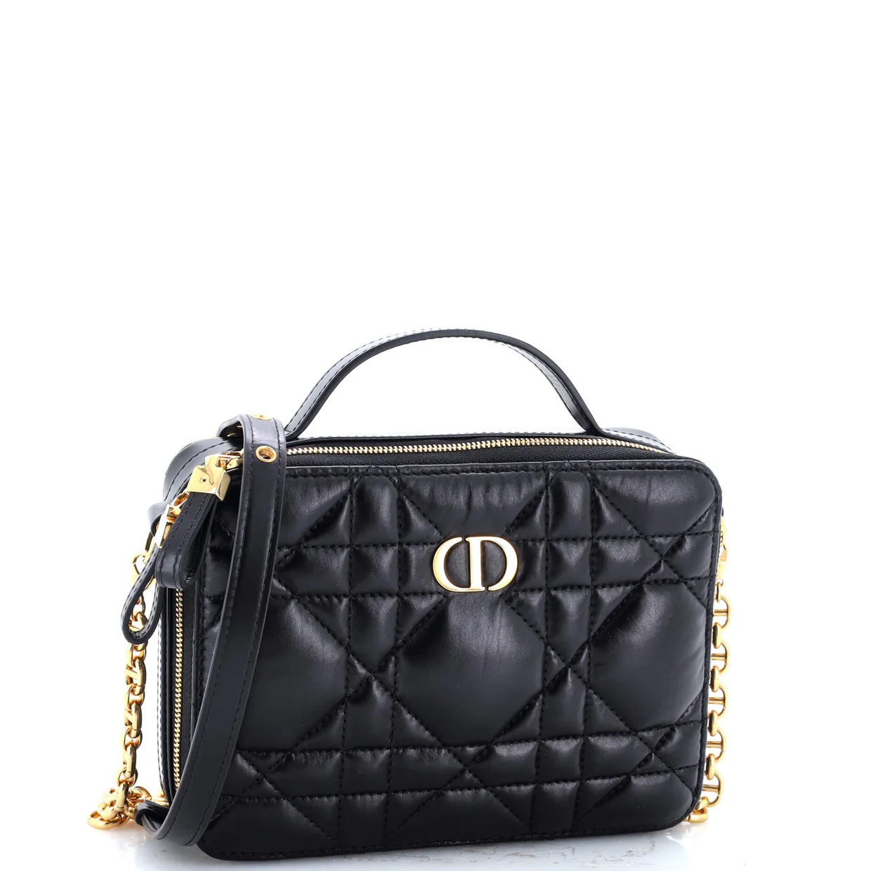 Caro Chain Box Bag Cannage Quilt Calfskin Small - Deep Luxury