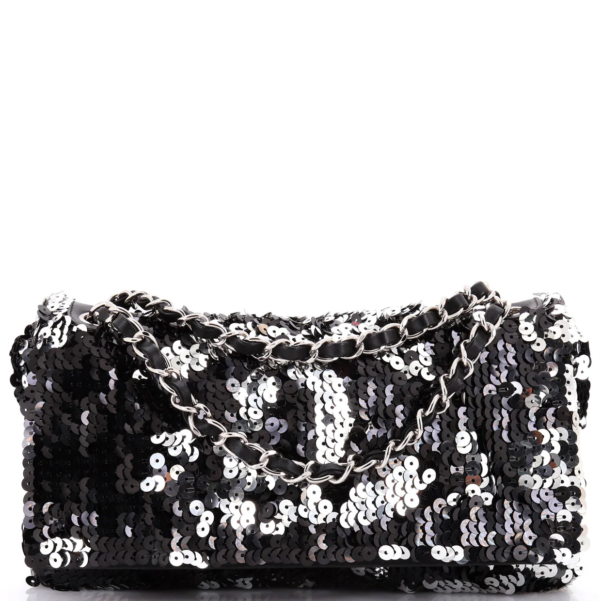 Summer Night Flap Bag Sequins with Leather Medium - Deep Luxury