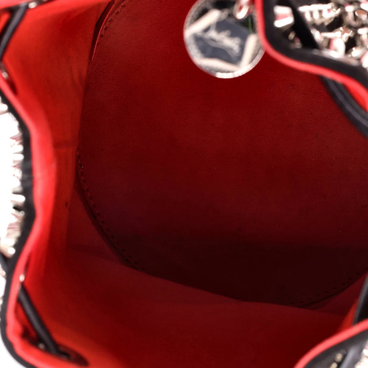 Marie Jane Bucket Bag Studded Satin and Leather - Deep Luxury