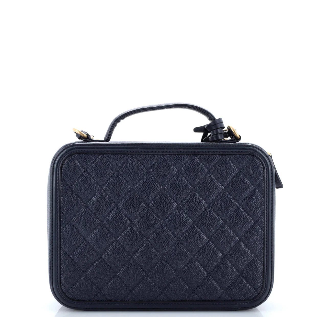 Filigree Vanity Case Quilted Caviar Large - Deep Luxury