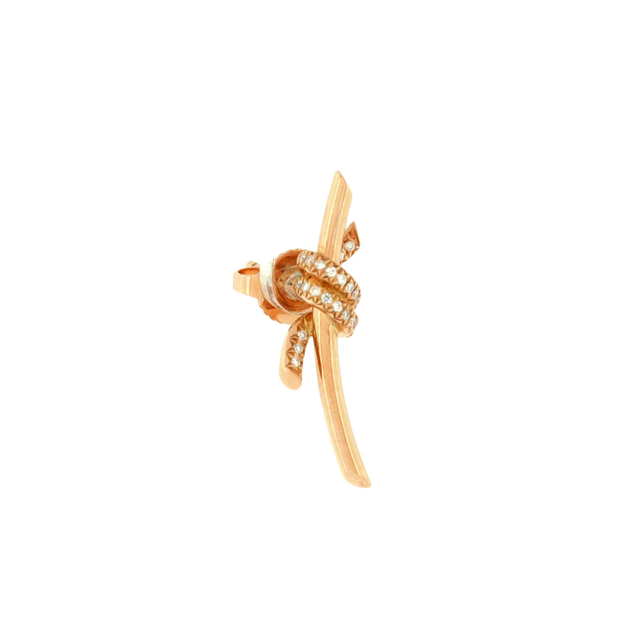 Knot Stud Earrings 18K Rose Gold with Diamonds - Deep Luxury
