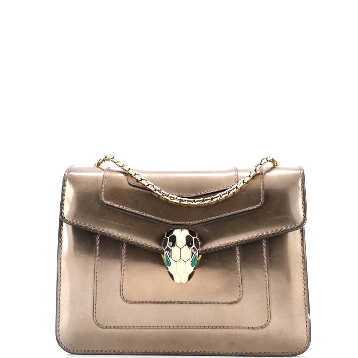 Serpenti Forever Square Shoulder Bag Metallic Leather Small - Deep Luxury
