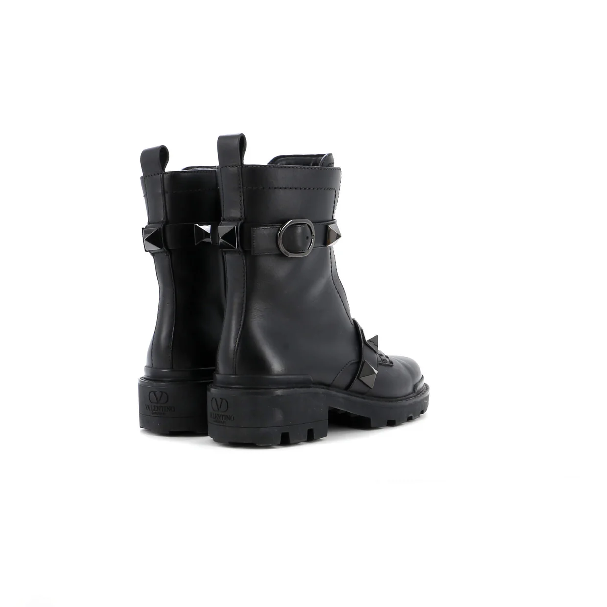 Women's Roman Stud Combat Ankle Boots Leather - Deep Luxury