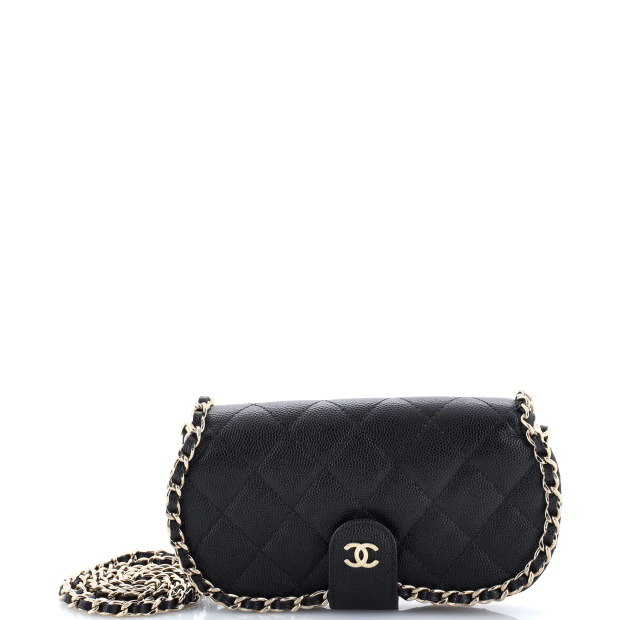 Chain Around Sunglasses Case with Chain Quilted Caviar - Deep Luxury