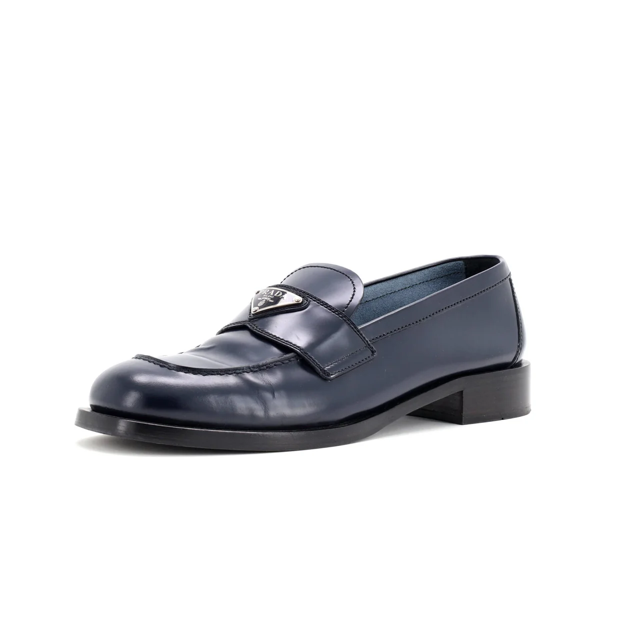 Women's Triangle Logo Loafers Spazzolato Leather - Deep Luxury