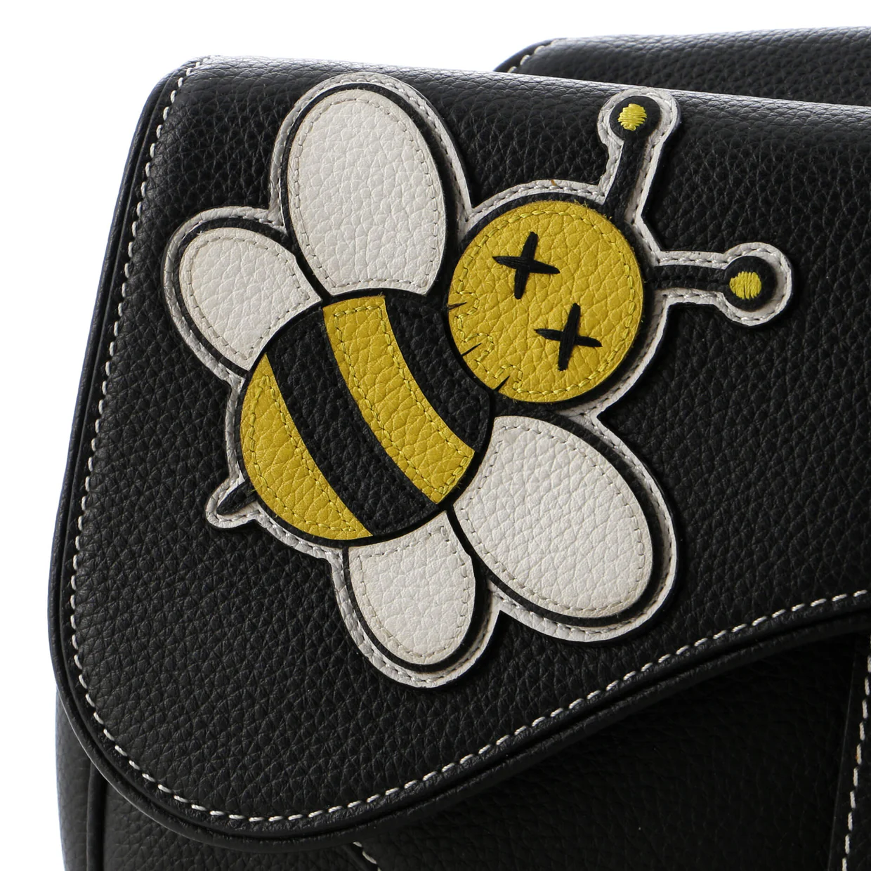 KAWS Saddle Crossbody Bag Leather with Applique - Deep Luxury