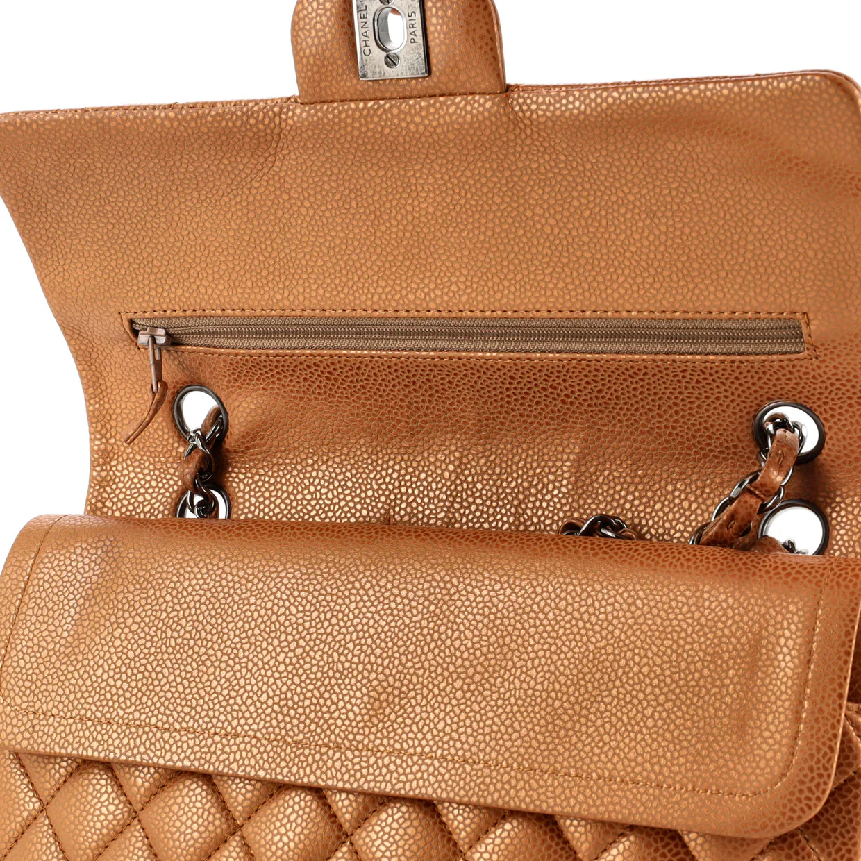 Classic Double Flap Bag Quilted Metallic Caviar Medium - Deep Luxury