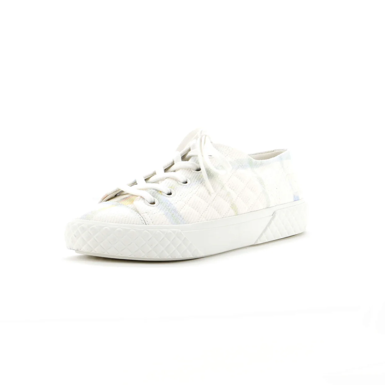 Women's CC Lace Up Sneakers Printed Quilted Canvas - Deep Luxury