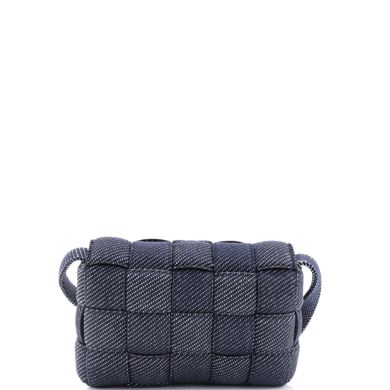 Cassette Crossbody Bag Padded Maxi Intrecciato Denim - Deep Luxury