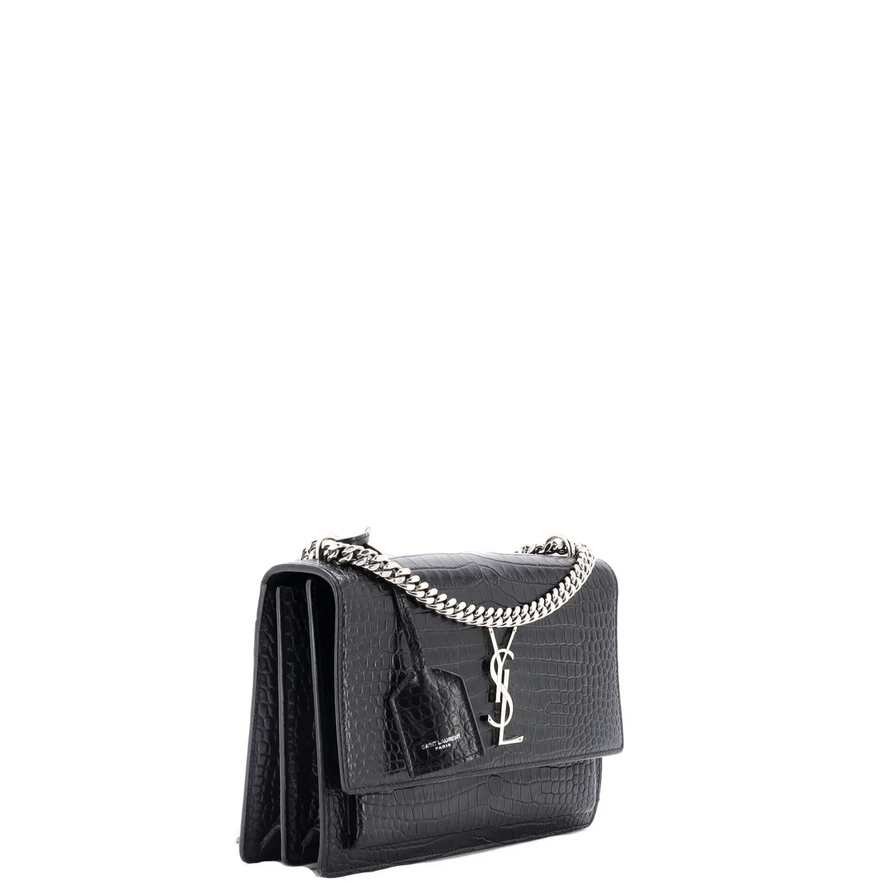 Sunset Crossbody Bag Crocodile Embossed Leather Medium - Deep Luxury