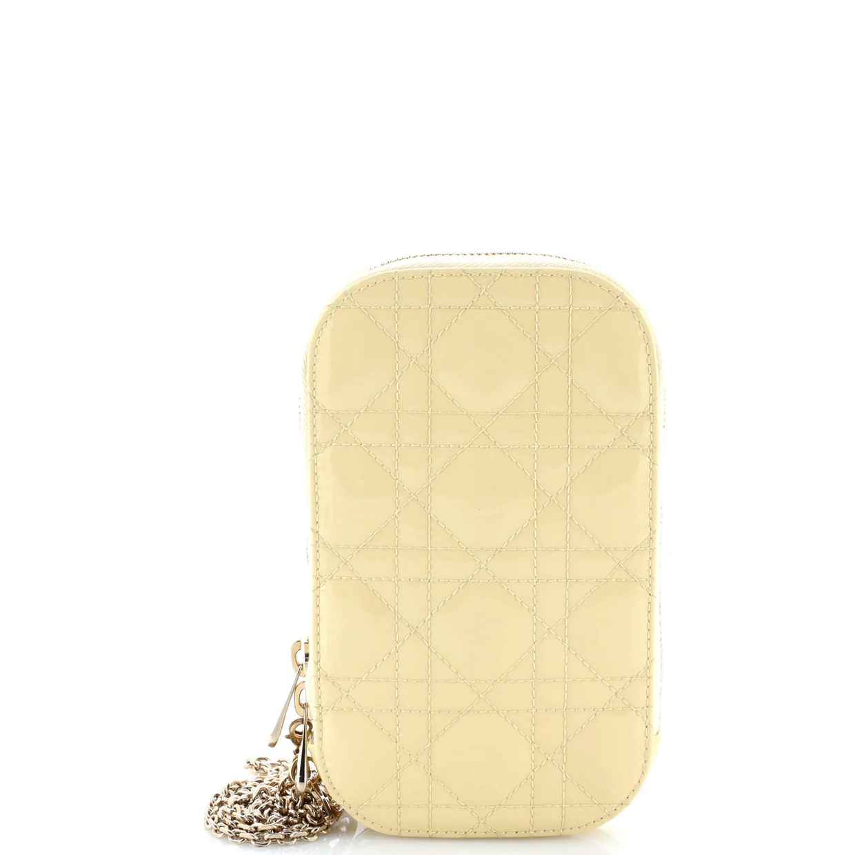 Lady Dior Phone Holder on Chain Cannage Quilt Patent - Deep Luxury
