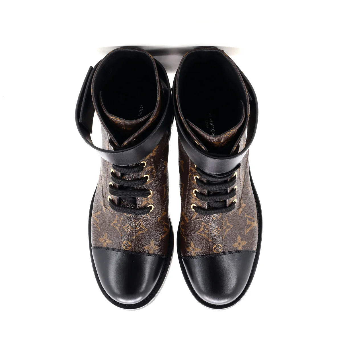 Women's Wonderland Flat Ranger Boots Monogram Canvas and Leather - Deep Luxury